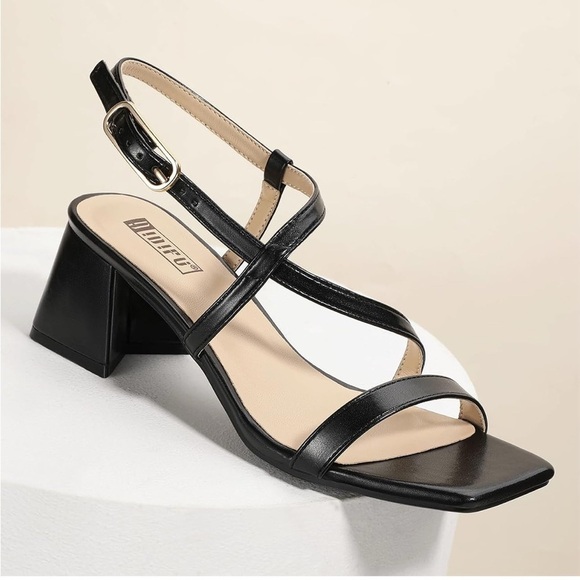 NEW -Black Strappy Sandals - Picture 1 of 12